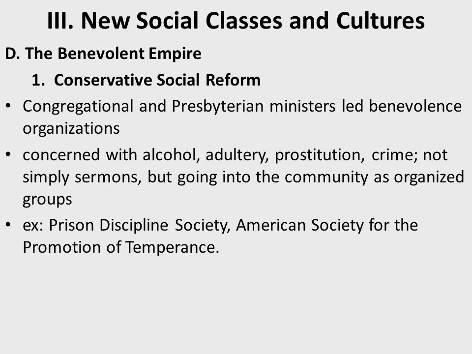 III. New Social Classes and Cultures
