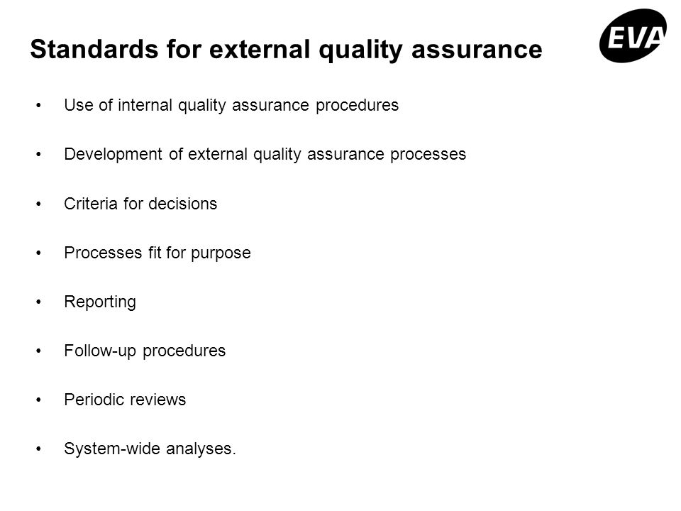 Standards for external quality assurance