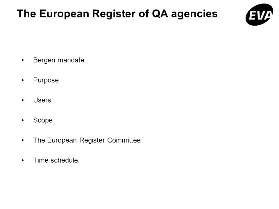The European Register of QA agencies