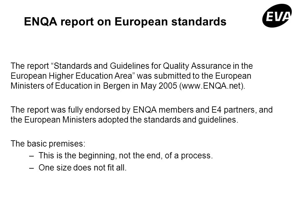 ENQA report on European standards
