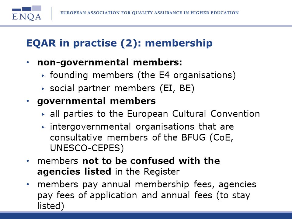 EQAR in practise (2): membership