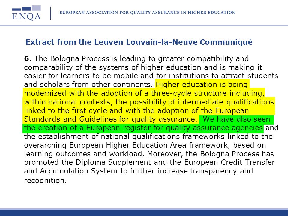 Extract from the Leuven Louvain-la-Neuve Communiqué