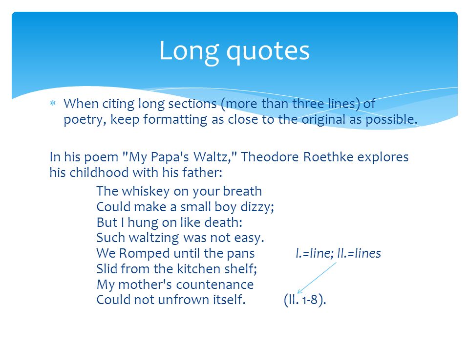 how to quote a line from a poem