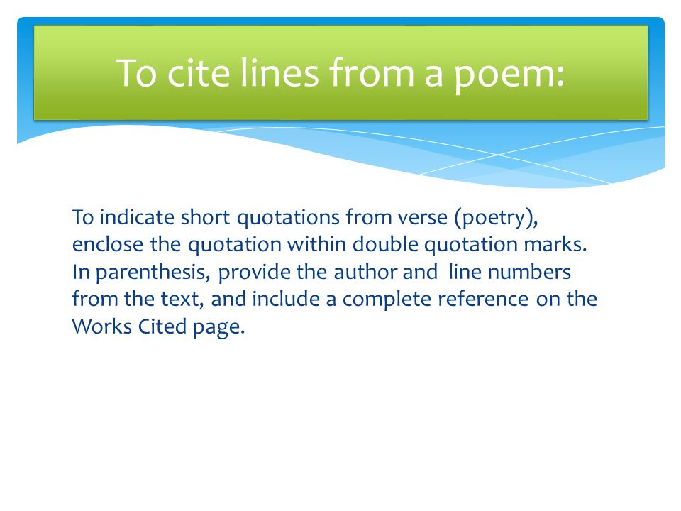Citing Poetry In Mla Style Ppt Video Online Download