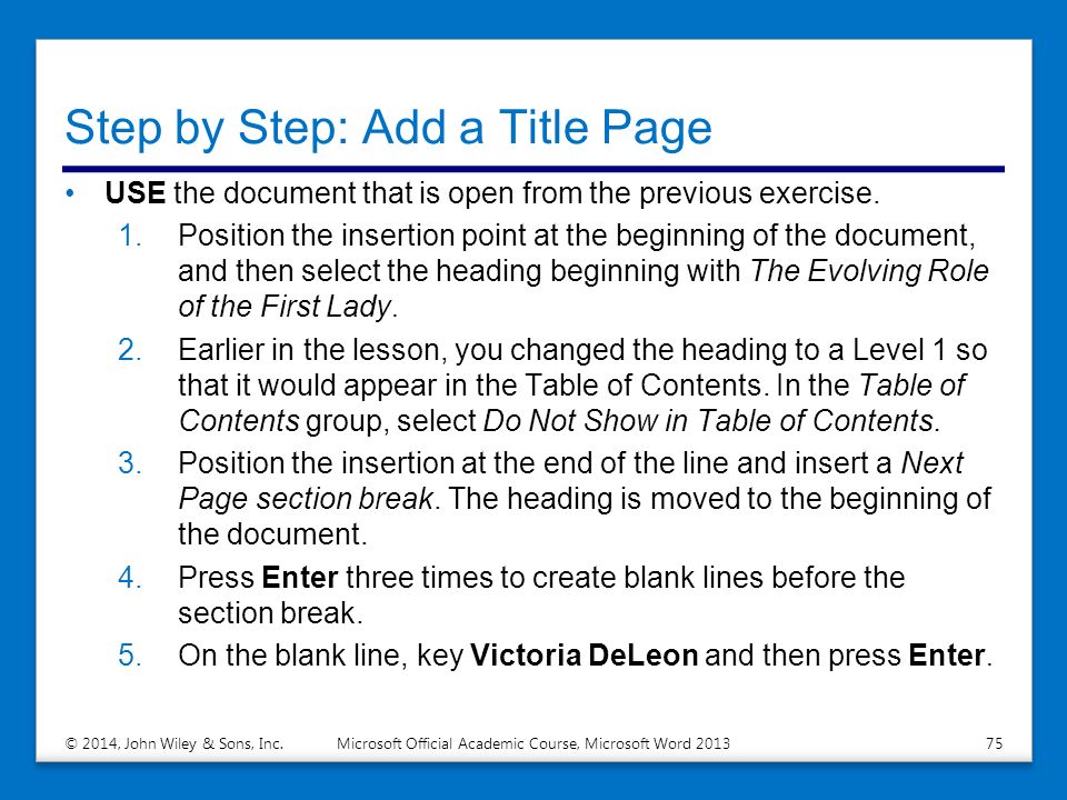 Step by Step: Add a Title Page
