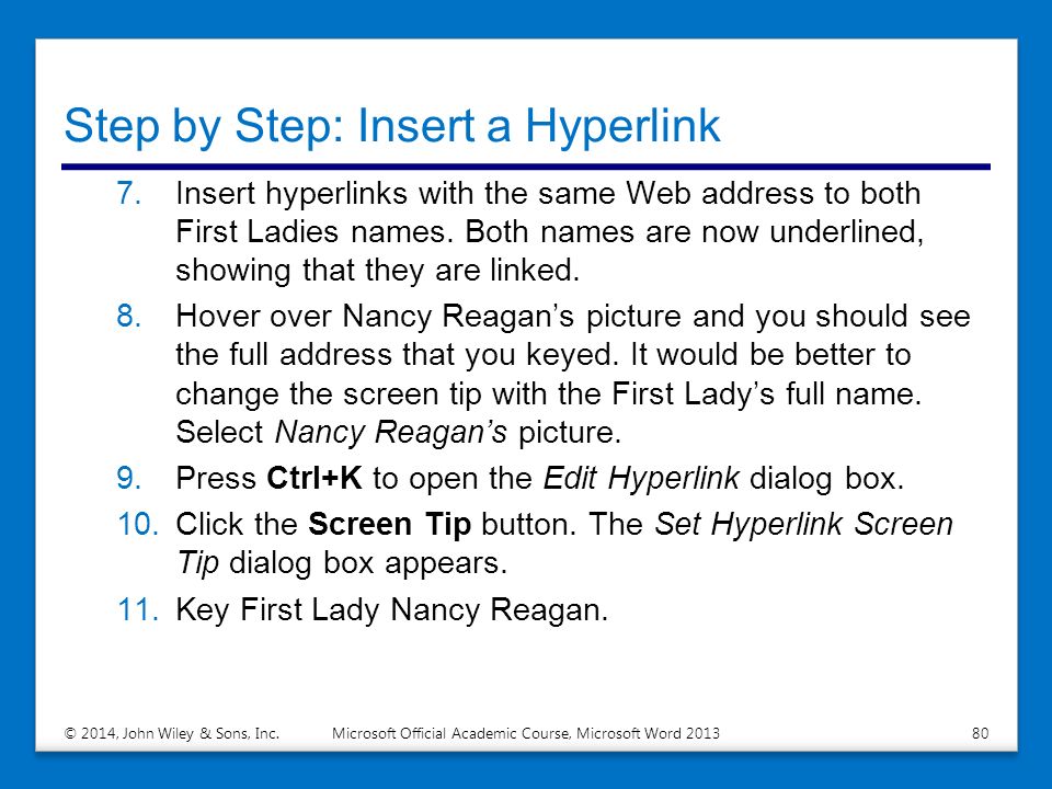 Step by Step: Insert a Hyperlink