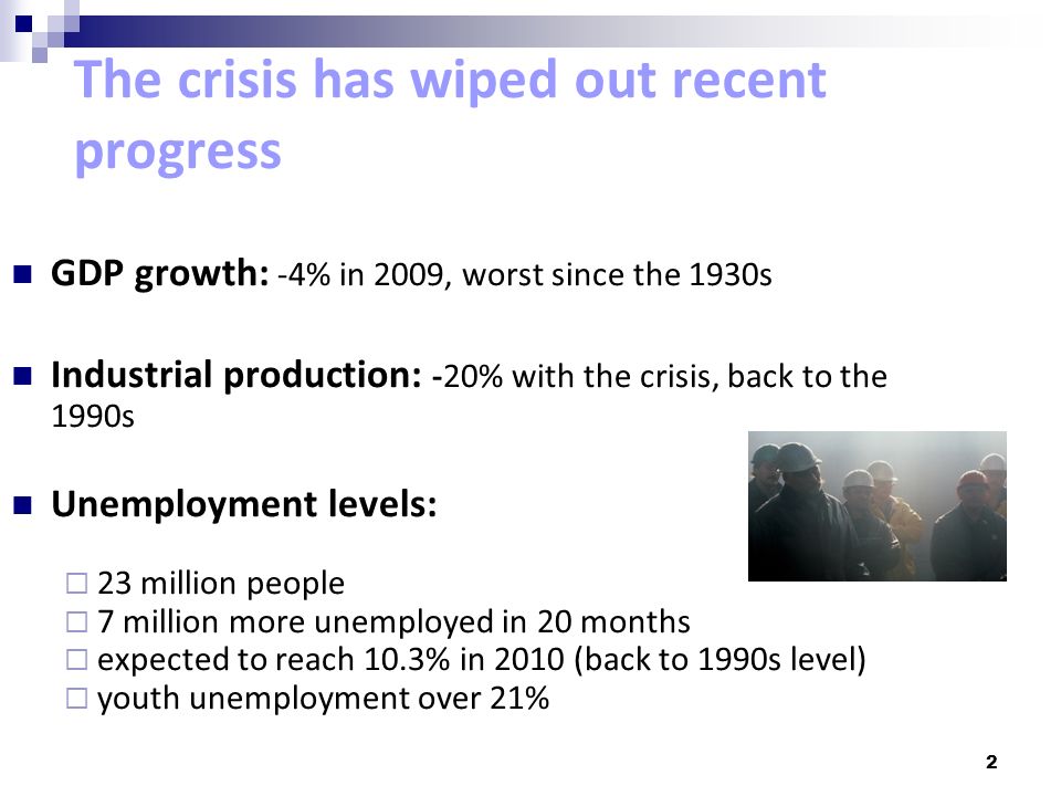 The crisis has wiped out recent progress