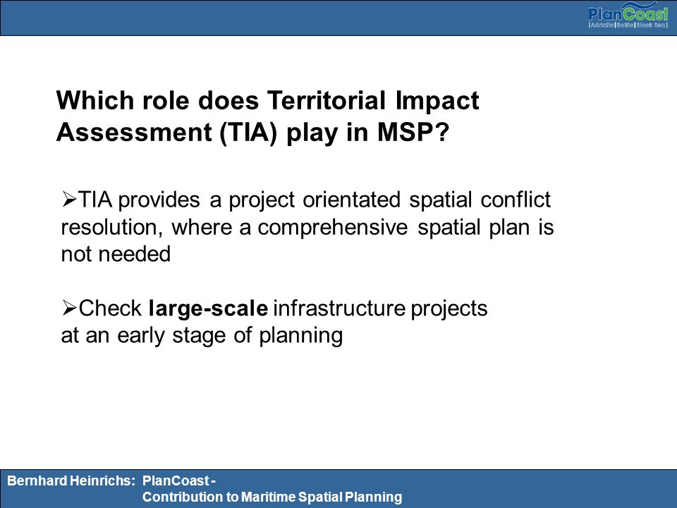 Which role does Territorial Impact Assessment (TIA) play in MSP