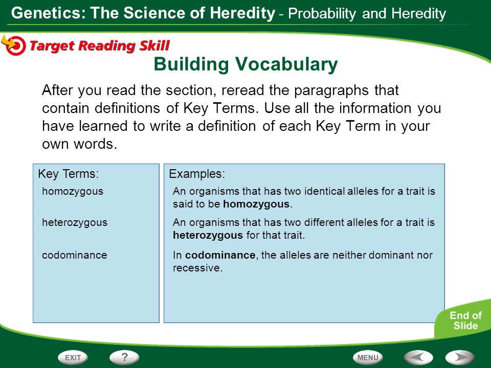 Building Vocabulary - Probability and Heredity
