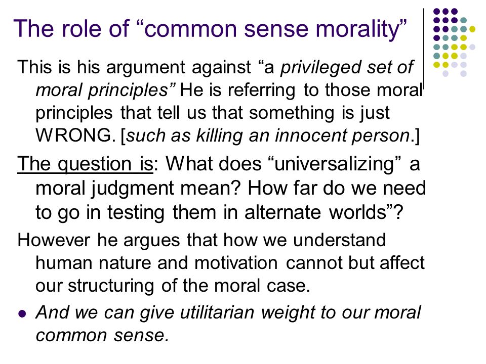 what is common sense morality