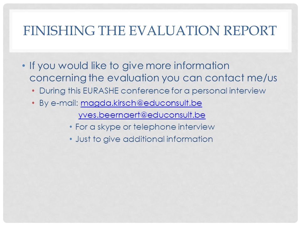 Finishing the Evaluation Report