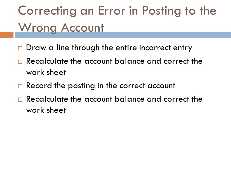 Correcting an Error in Posting to the Wrong Account