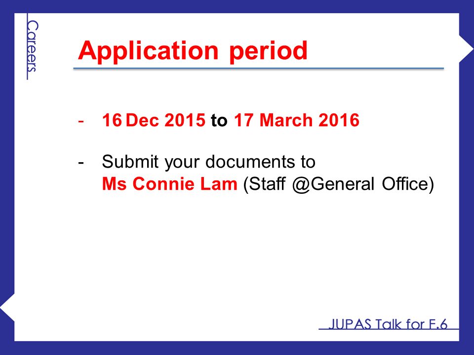 Application period 16 Dec 2015 to 17 March 2016