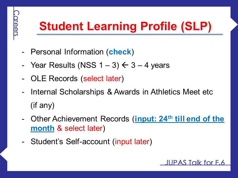 Student Learning Profile (SLP)