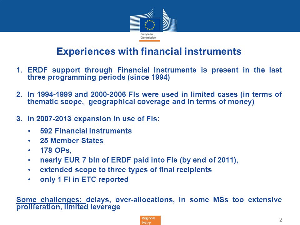 Experiences with financial instruments