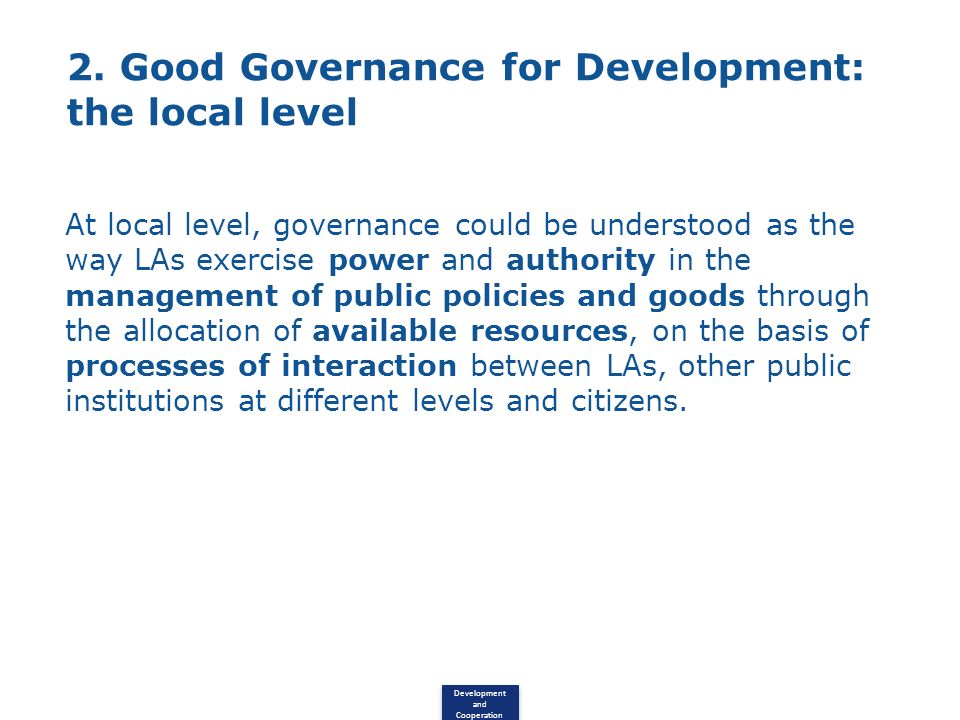 2. Good Governance for Development: the local level