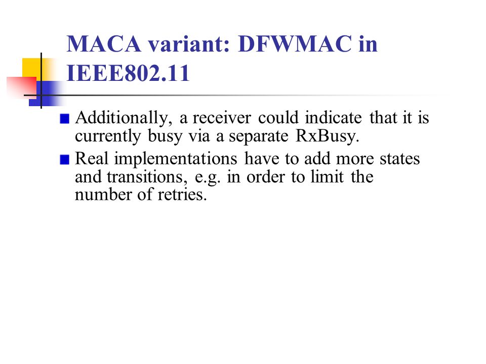 MACA variant: DFWMAC in IEEE802.11