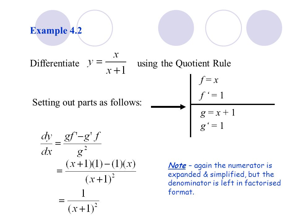 Differentiate using the Quotient Rule