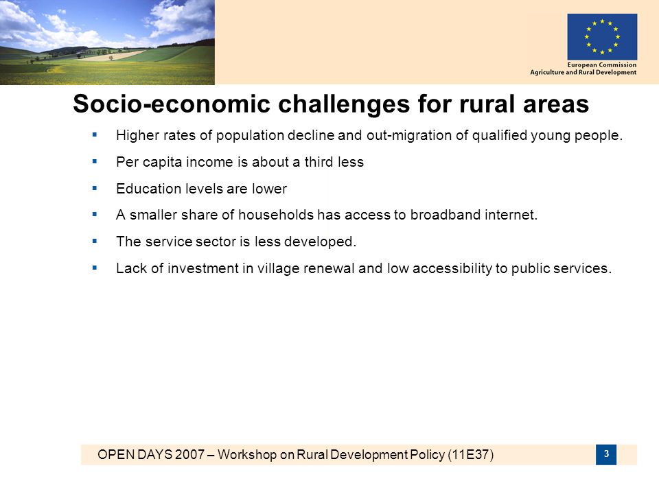 Socio-economic challenges for rural areas