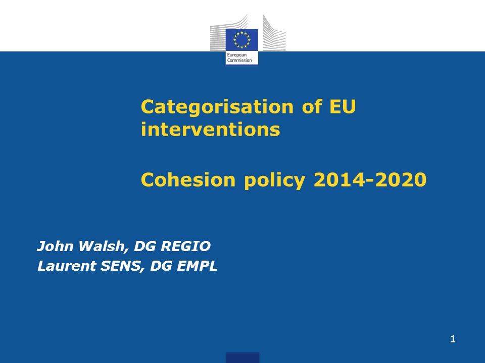 Categorisation of EU interventions Cohesion policy