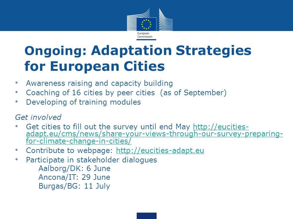 Ongoing: Adaptation Strategies for European Cities