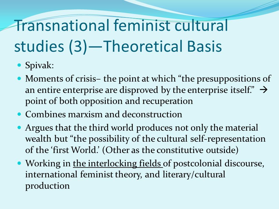 Transnational feminist cultural studies (3)—Theoretical Basis