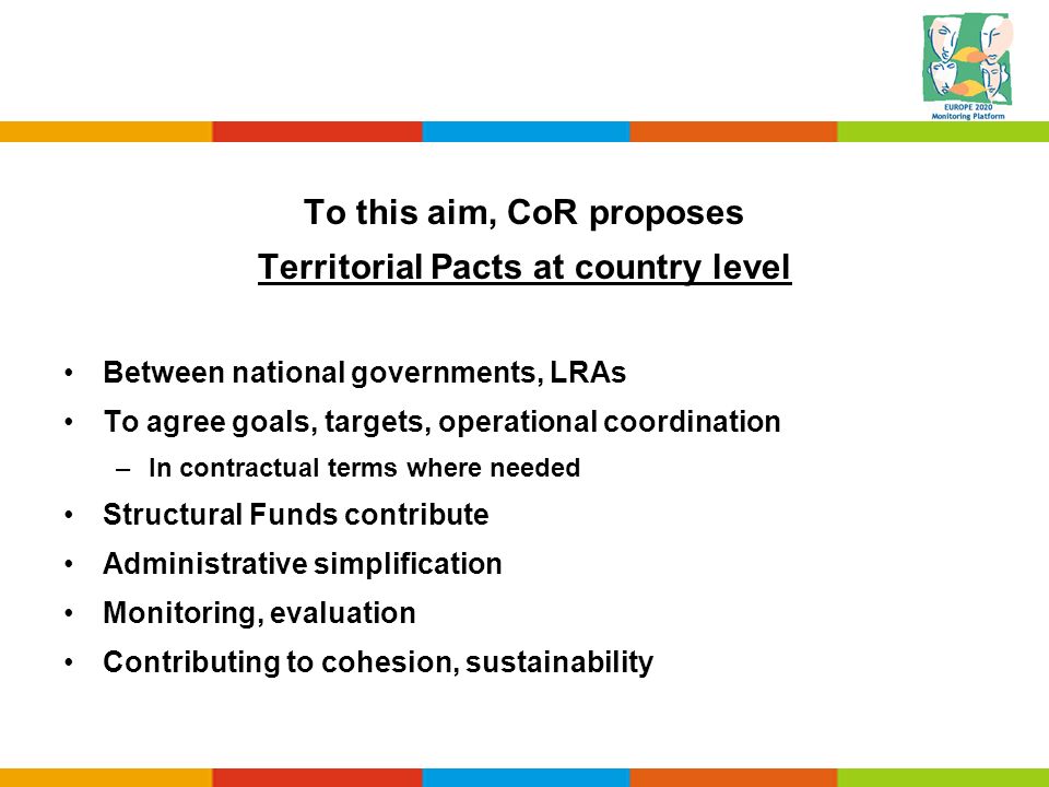 To this aim, CoR proposes Territorial Pacts at country level