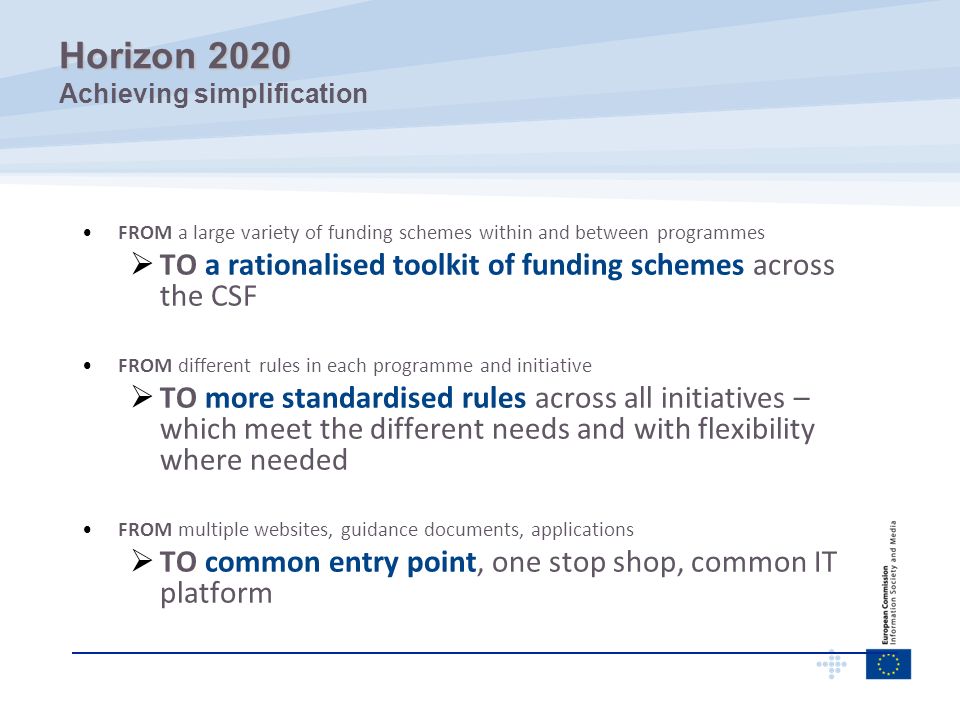 Horizon 2020 Achieving simplification