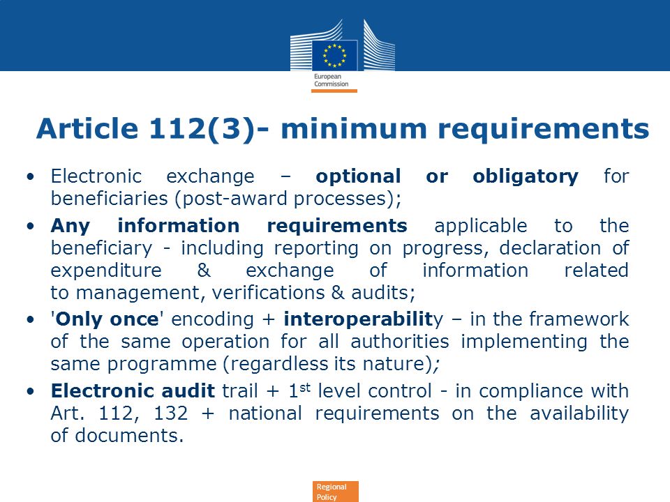 Article 112(3)- minimum requirements