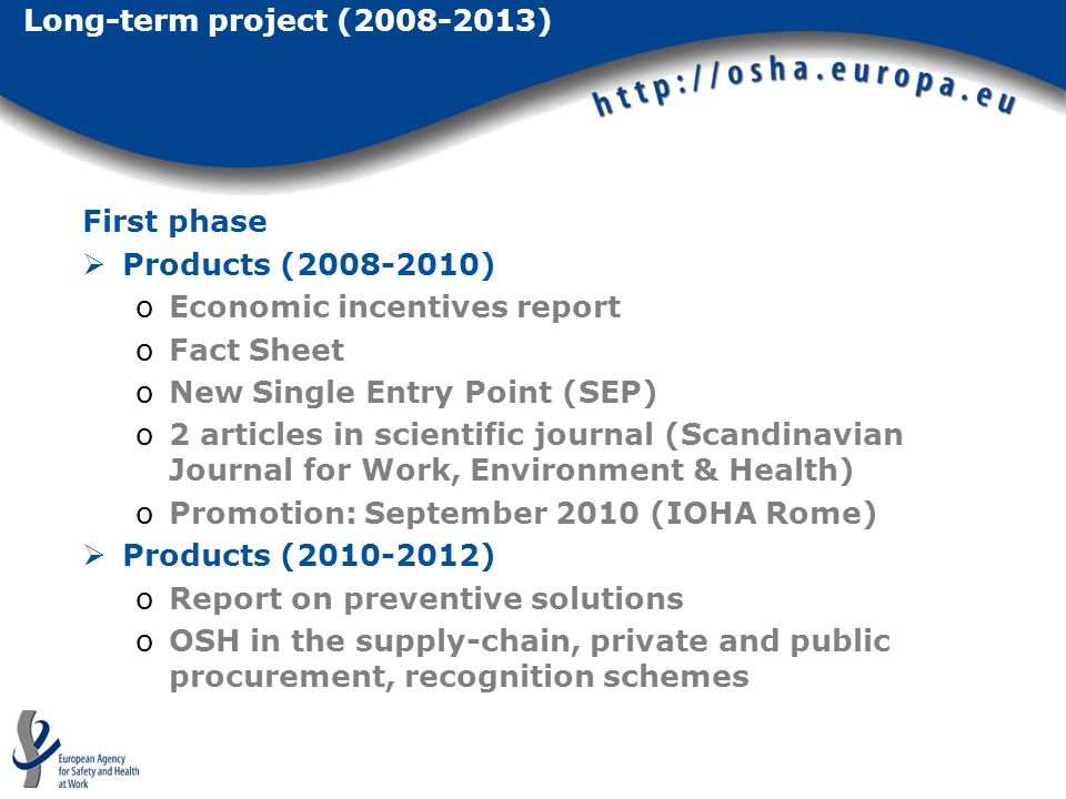Long-term project ( ) First phase. Products ( ) Economic incentives report. Fact Sheet.