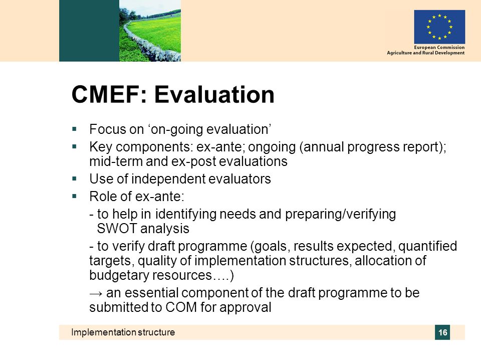 CMEF: Evaluation Focus on ‘on-going evaluation’