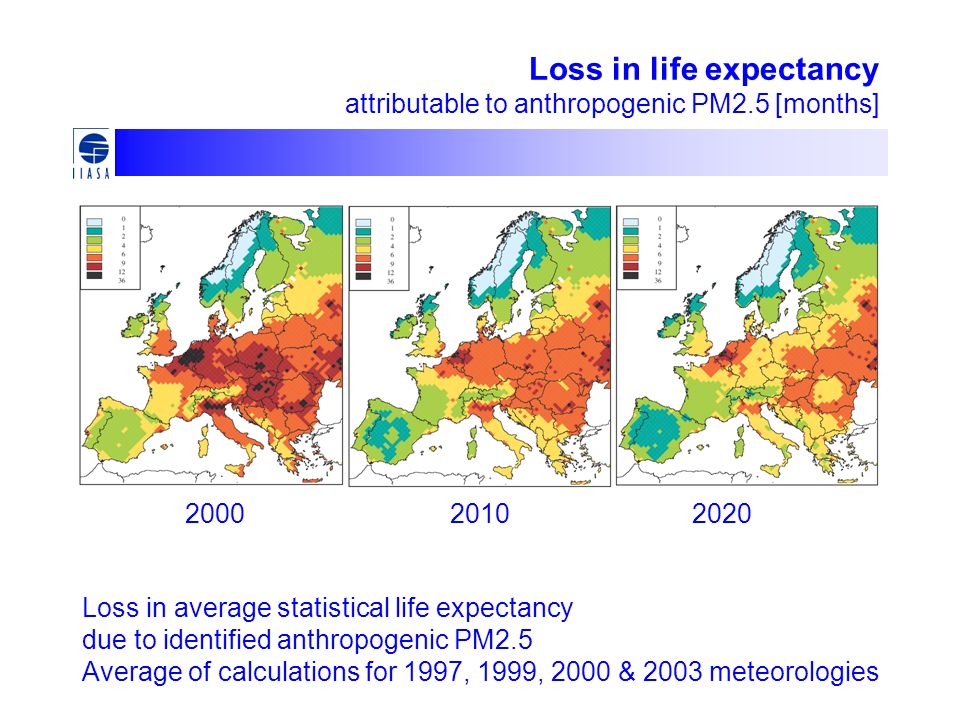 Loss in life expectancy attributable to anthropogenic PM2.5 [months]