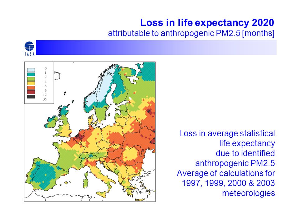 Loss in life expectancy 2020 attributable to anthropogenic PM2