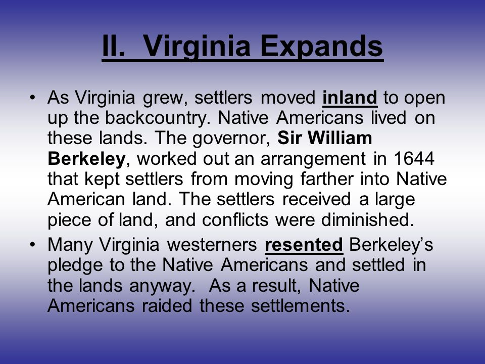 II. Virginia Expands