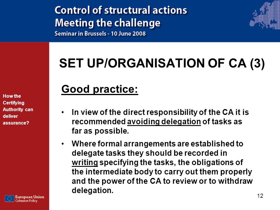 SET UP/ORGANISATION OF CA (3)