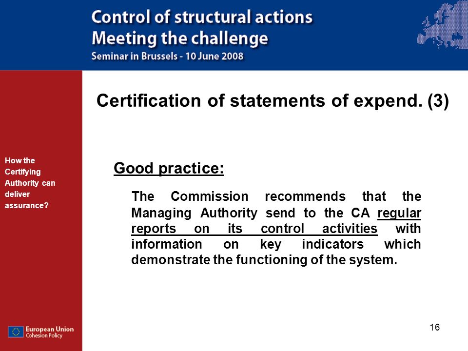 Certification of statements of expend. (3)