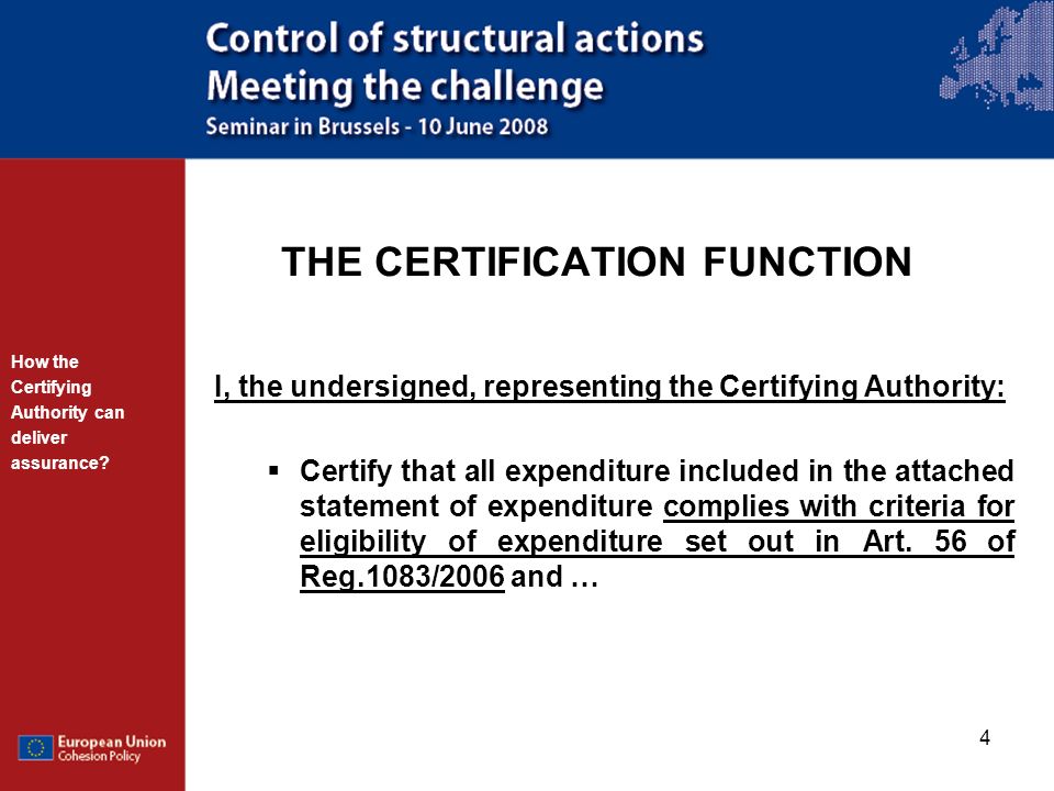 THE CERTIFICATION FUNCTION