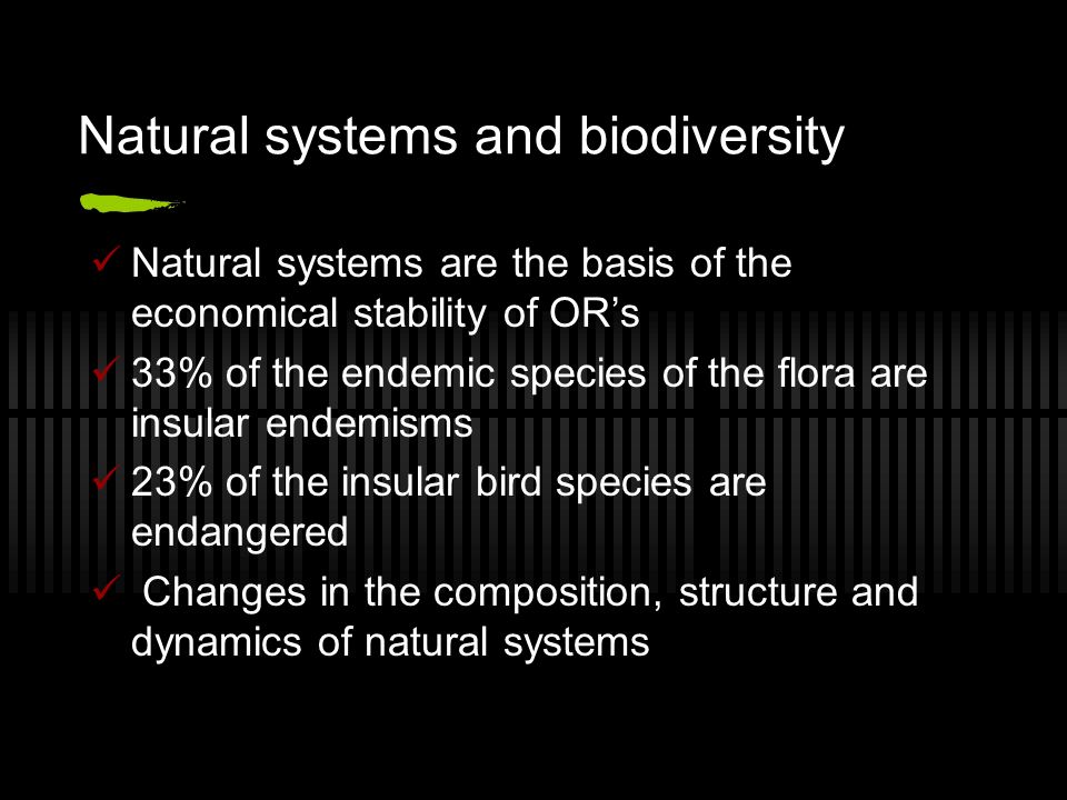 Natural systems and biodiversity