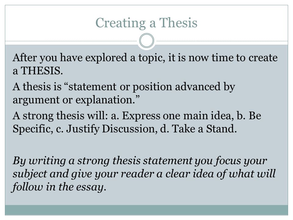 Creating a Thesis