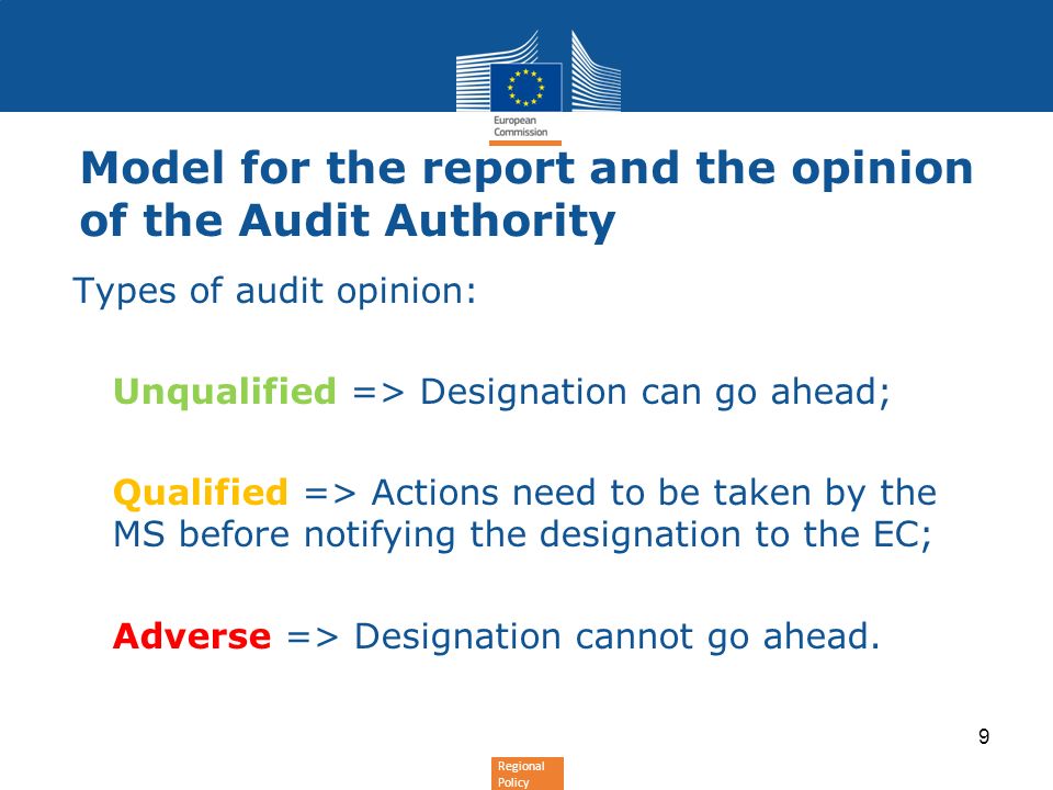 Model for the report and the opinion of the Audit Authority