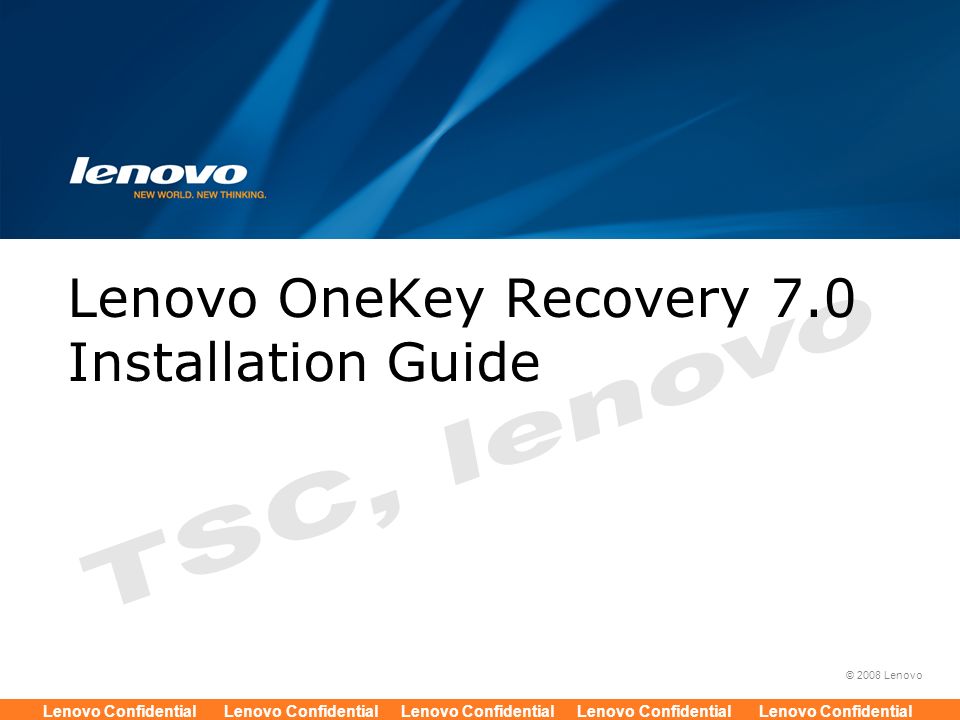 Lenovo OneKey Recovery 7.0 Installation Guide