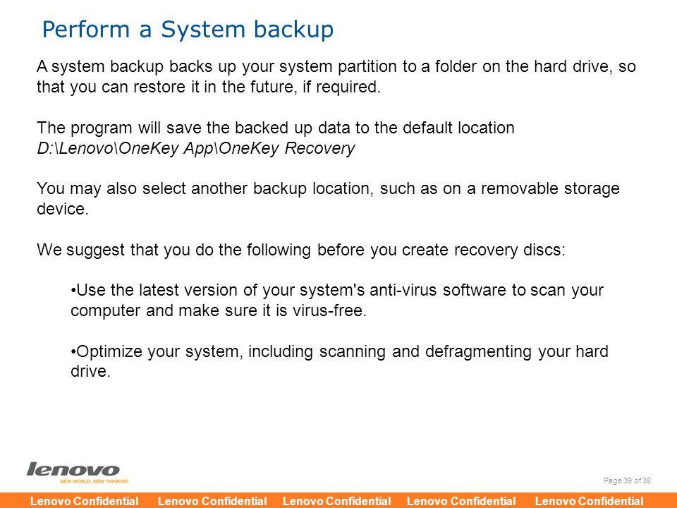 Perform a System backup
