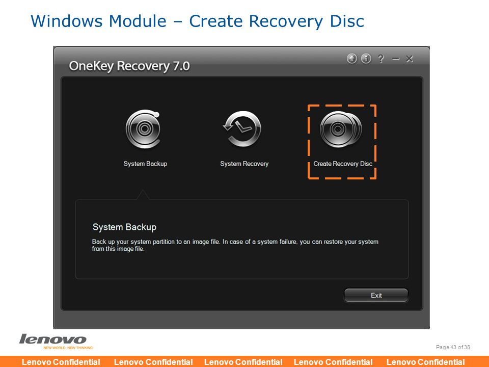 Windows Module – Create Recovery Disc