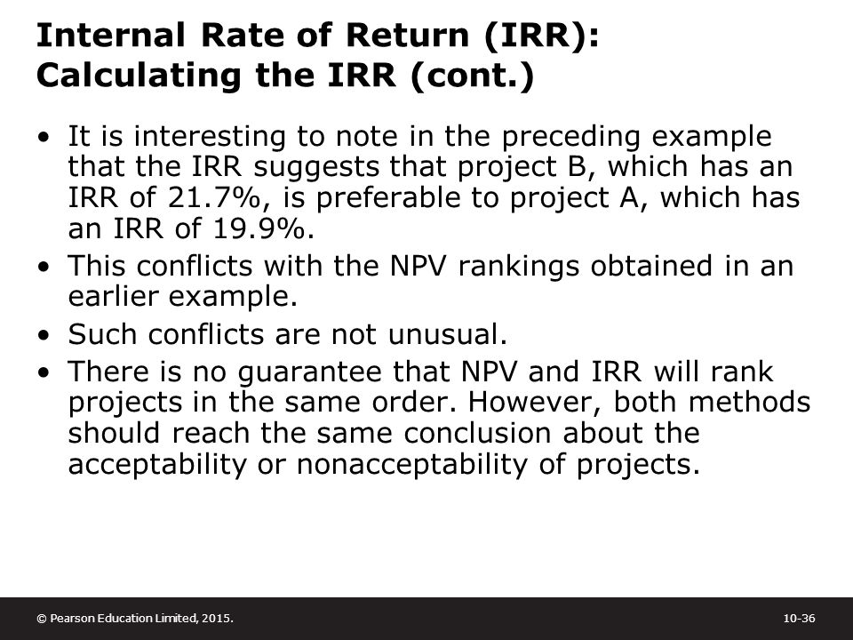 Internal Rate of Return (IRR): Calculating the IRR (cont.)