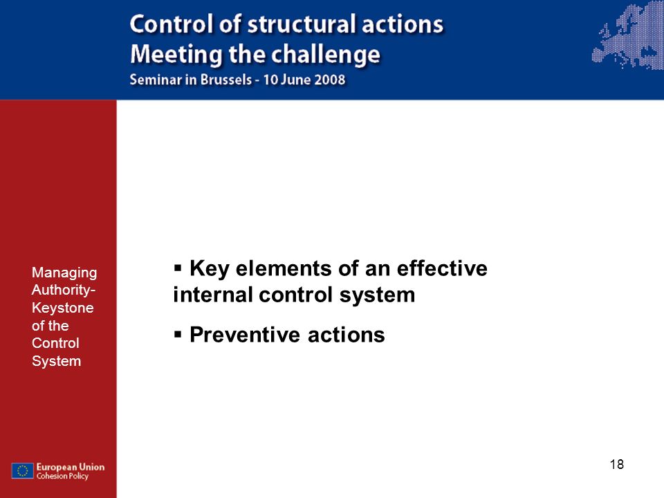 Key elements of an effective internal control system