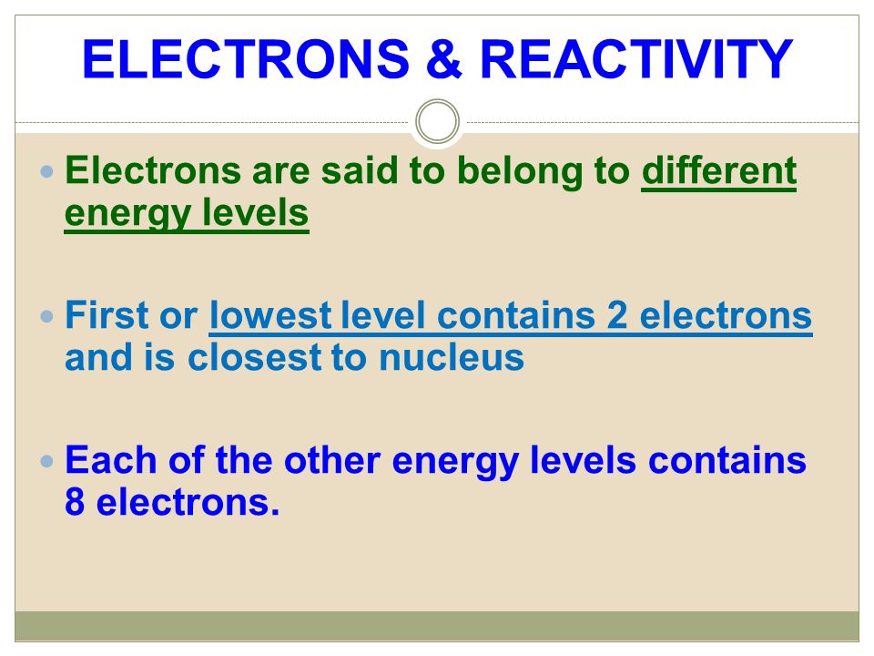 ELECTRONS & REACTIVITY