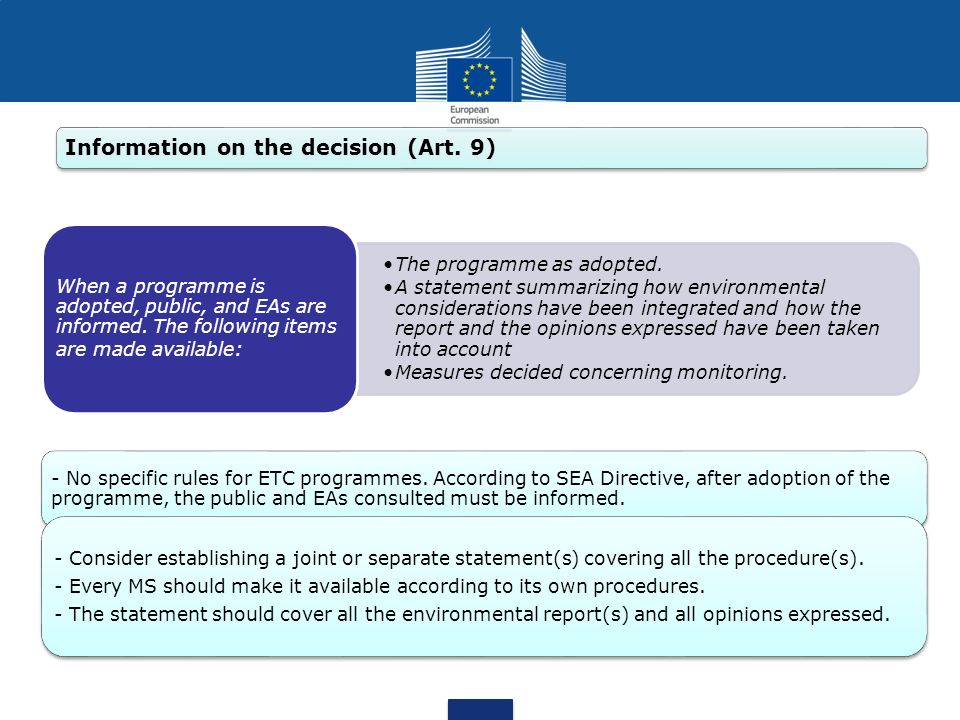 Information on the decision (Art. 9)