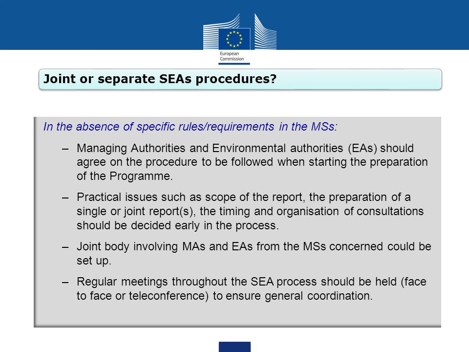 Joint or separate SEAs procedures