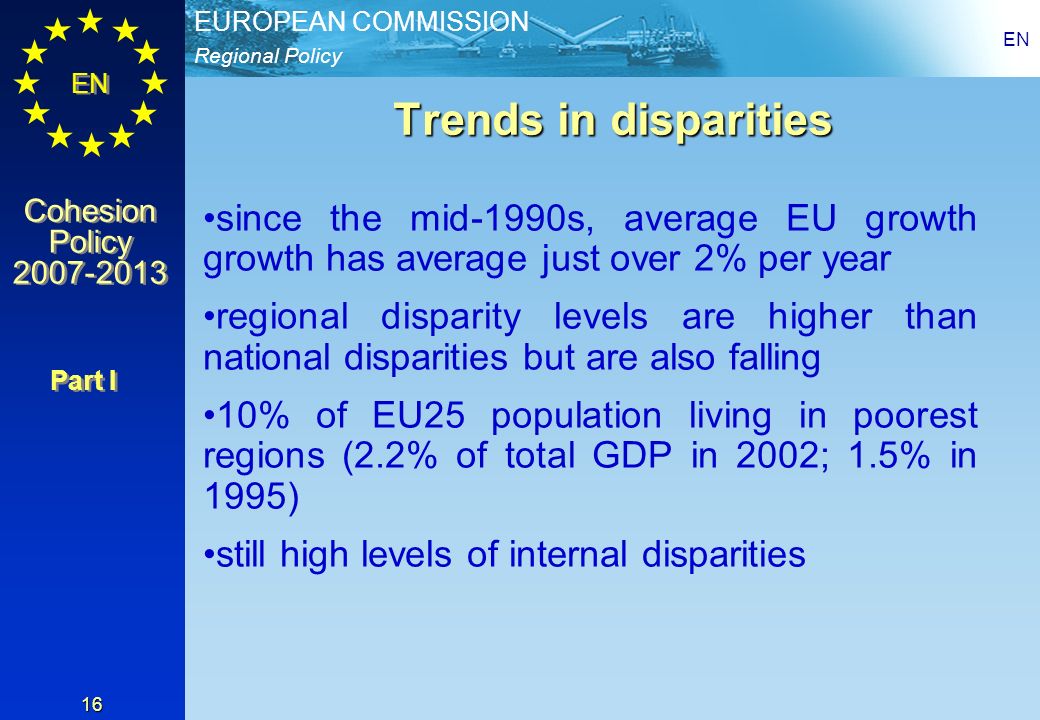 EN Trends in disparities. since the mid-1990s, average EU growth growth has average just over 2% per year.