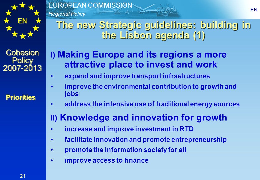 The new Strategic guidelines: building in the Lisbon agenda (1)